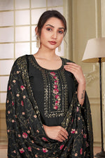 Divine Black Color Georgette Fabric Designer Suit