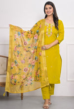 Divine Yellow Color Viscose Fabric Designer Suit