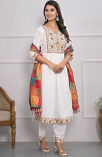 Divine White Color Viscose Fabric Designer Suit