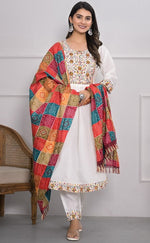 Divine White Color Viscose Fabric Designer Suit