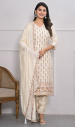 Divine Cream Color Viscose Fabric Designer Suit