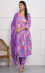 Divine Purple Color Viscose Fabric Designer Suit