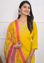 Divine Mustard Color Viscose Fabric Designer Suit