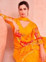 Divine Yellow Color Muslin Fabric Designer Suit