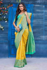 Lovely Yellow Color Silk Fabric Designer Saree