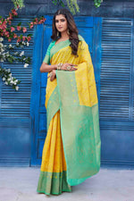 Lovely Yellow Color Silk Fabric Designer Saree