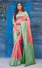 Lovely Pink Color Silk Fabric Designer Saree