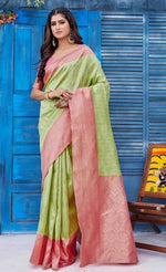 Lovely Green Color Silk Fabric Designer Saree