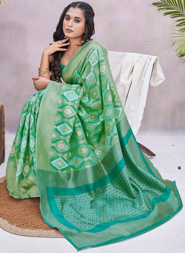 Lovely Green Color Silk Fabric Designer Saree