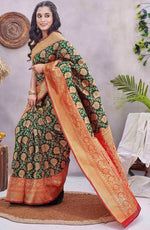 Lovely Green Color Silk Fabric Designer Saree