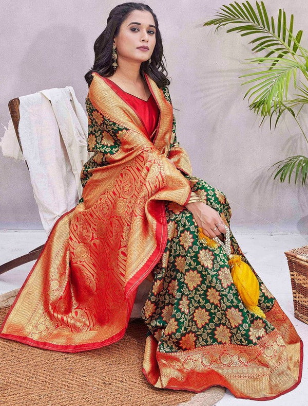 Lovely Green Color Silk Fabric Designer Saree