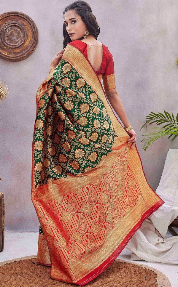 Lovely Green Color Silk Fabric Designer Saree