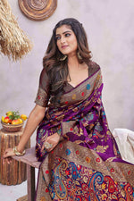 Lovely Purple Color Silk Fabric Designer Saree