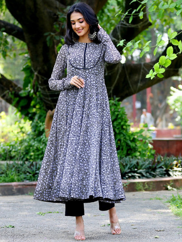 Striking Black Color Georgette Fabric Designer Kurti