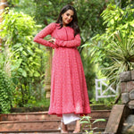 Striking Pink Color Georgette Fabric Designer Kurti