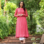 Striking Pink Color Georgette Fabric Designer Kurti