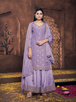 Tasteful Purple Color Viscose Fabric Plazzo Suit