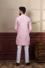 Dazzling Pink Color Silk Fabric Kurta Pajama