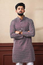 Dazzling Wine Color Silk Fabric Kurta Pajama