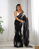 Grand Black Color Jimmy Fabric Designer Saree