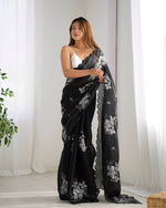 Grand Black Color Jimmy Fabric Designer Saree