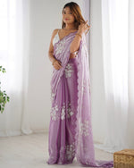 Grand Purple Color Jimmy Fabric Designer Saree