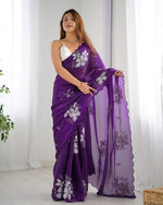 Grand Purple Color Jimmy Fabric Designer Saree