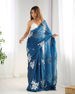 Grand Turquoise Color Jimmy Fabric Designer Saree