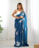 Grand Turquoise Color Jimmy Fabric Designer Saree