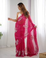 Grand Pink Color Jimmy Fabric Designer Saree