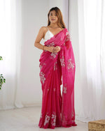 Grand Pink Color Jimmy Fabric Designer Saree