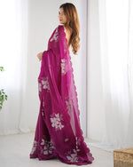 Grand Wine Color Jimmy Fabric Designer Saree