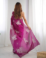 Grand Wine Color Jimmy Fabric Designer Saree