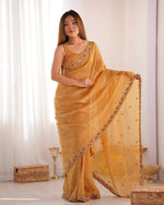 Grand Mustard Color Silk Fabric Designer Saree