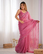 Grand Pink Color Silk Fabric Designer Saree