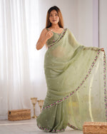 Grand Green Color Silk Fabric Designer Saree