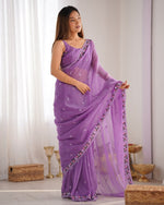 Grand Purple Color Silk Fabric Designer Saree