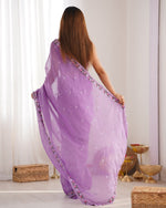 Grand Purple Color Silk Fabric Designer Saree