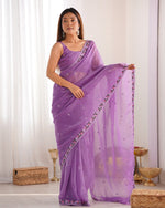 Grand Purple Color Silk Fabric Designer Saree