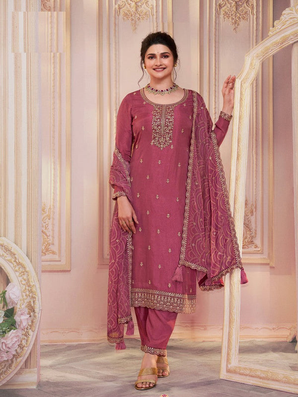 Tasteful Maroon Color Georgette Fabric Partywear Suit