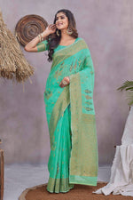 Grand Green Color Linen Fabric Casual Saree