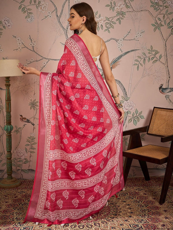 Grand Maroon Color Linen Fabric Casual Saree