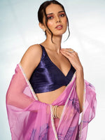 Amazing Purple Color Organza Fabric Casual Saree