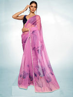 Amazing Purple Color Organza Fabric Casual Saree