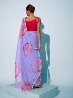 Amazing Aqua Color Organza Fabric Casual Saree