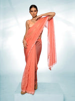 Amazing Orange Color Organza Fabric Casual Saree