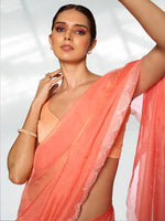 Amazing Orange Color Organza Fabric Casual Saree
