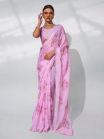 Amazing Pink Color Satin Fabric Casual Saree