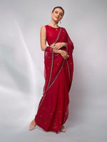 Amazing Red Color Moss Fabric Casual Saree