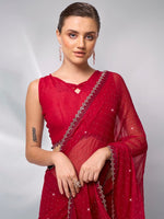 Amazing Red Color Moss Fabric Casual Saree